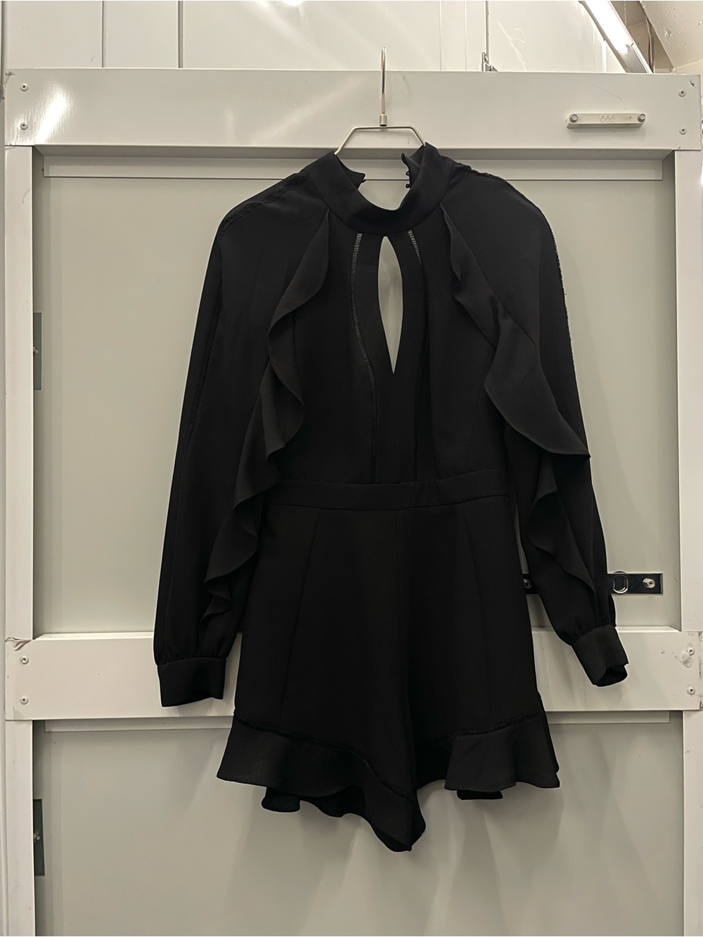 BCBGMaxAzria Black Ruffle Romper